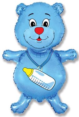 Balloon teddy bear blue 35 cm