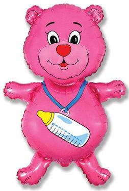 Balloon teddy bear pink 35 cm